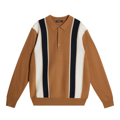 Heden Striped Knitted Polo Chipmunk - AW23