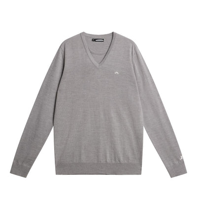 Lymann Knitted Merino Wool Sweater Grey Melange - AW23