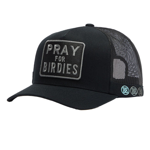 Pray For Birdies Interlock Knit Trucker Hat Onyx - AW23