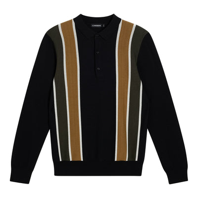 Heden Striped Knitted Polo Black - AW23