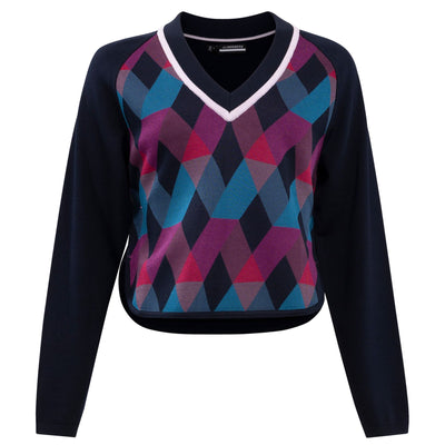 Womens Amada Viscose Nylon Sweater Navy Argyle - SU22