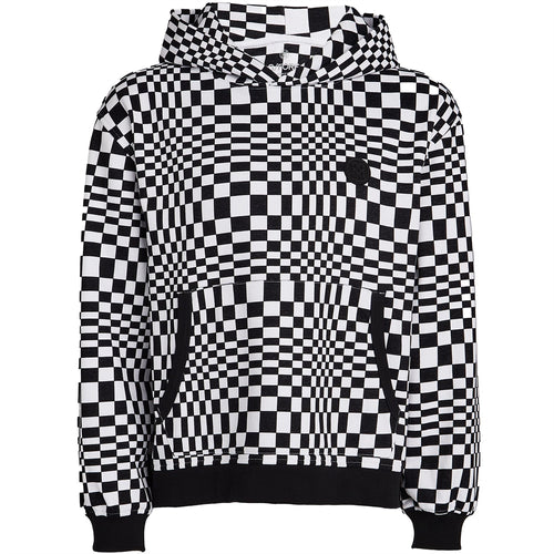 Distorted Check Oversized Fit French Terry Hoodie Snow - AW23