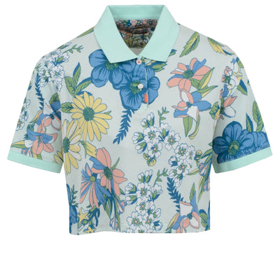 Womens The Golf Floral Print Polo Barely Green/Mint Foam - SU22
